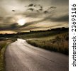 stock photo : road in middle of rural area to evening
