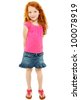 Adorable elementary age school girl singing into microphone isolated ... Adorable elementary age school girl singing into microphone isolated ...