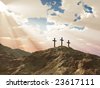 stock photo : three cross on Calvary hill