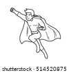 Strong Superhero Power Man To The Rescue A Hand Drawn Vector