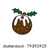 Christmas Cartoon, Set Black Silhouettes On White Background: Santa Claus, Fir Tree, Teddy Bears