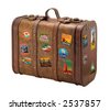 stock photo : Old Suitcase Travel Stickers isolated  with a clipping path