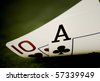 stock photo : blackjack close up on green felt