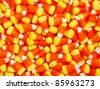 A closeup pile of colorful Halloween candy corn - stock photo