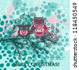 Christmas Background With Cute Owls Stock Vector Illustration 90106744 : Shutterstock