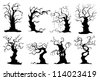 Vector Silhouette Graphic Depicting Spooky, Scary Trees - 54423199