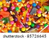 mixed halloween candy background - stock photo