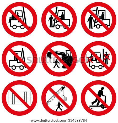 Set Prohibition Signs Safety Signs Circle Stock Vector 334399784 ...