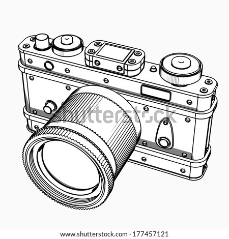 Vintage Photo Camera Cartoon Illustration Outline Vintage Photo Camera Cartoon Illustration Outline