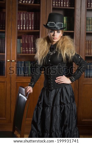 Vintage Sexy Girl Next Bookcase Gothic Stock Photo 199931741 - Shutterstock