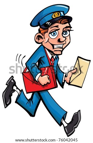 Cartoon Mailman Delivering Mail Isolated On Stock Vector 76042039 ...