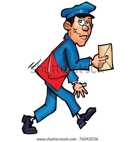 Cartoon Mailman Delivering Mail Isolated On Stock Vector 76042039 ...