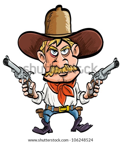 Cartoon Cowboy His Guns Drawn Isolated Stock Vector 106248524 ...