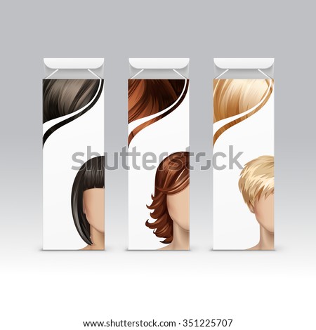 Vector Set Hair Color Dye Shampoo Stock Vector 351225707 