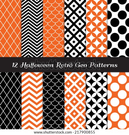 halloween orange black and white retro geometric patterns mod backgrounds in jumbo polka dot - Black And Orange Halloween halloween orange black and white retro geometric patterns mod backgrounds in jumbo polka dot - Black And Orange Halloween