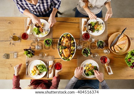 Top View Dining Table Salad Roasted Stock Photo 404516374 - Shutterstock