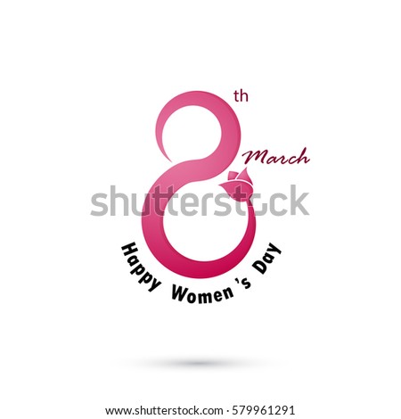 Creative 8 March logo vector design with international women's day icon.Vector illustration