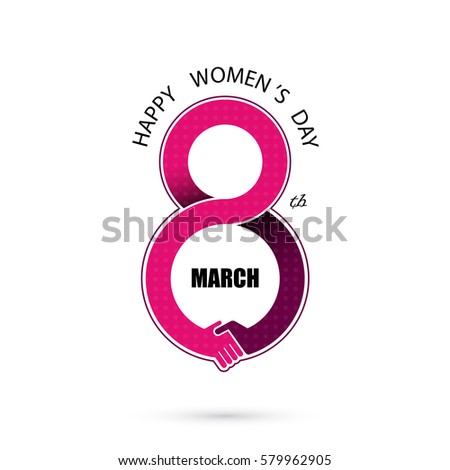 Creative 8 March logo vector design with international women's day icon.Vector illustration