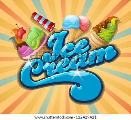 ice cream background, vintage vector