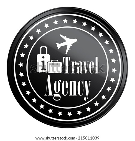 Circle Black Metallic Style Travel Agency Icon Label Button Or Sticker Isolated On White Circle Black Metallic Style Travel Agency Icon Label Button Or Sticker Isolated On White