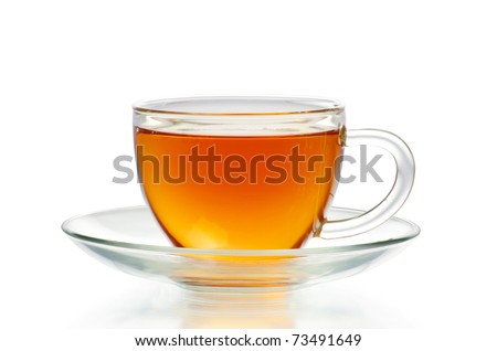 tea in cup isolated on white background