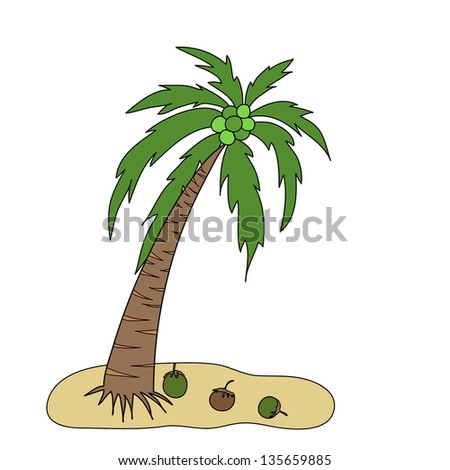 Coconut Tree Cartoon Style Isolated On เวกเตอร์สต็อก 141227926