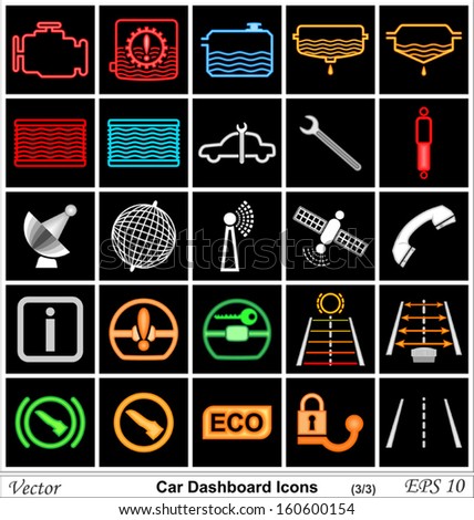 Car Dashboard Vector Icons Stock Vector (Royalty Free) 160600154