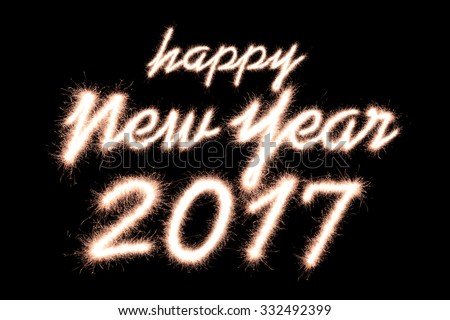 Happy new year 2017 written with Sparkle firework