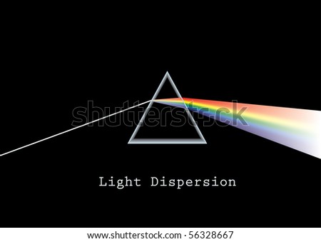 Illustration on how light disperses when passing through a glass prism.(vector also available)