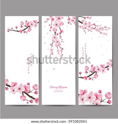 cherry blossom collection , greeting cards , seamless texture , japanese floral pattern