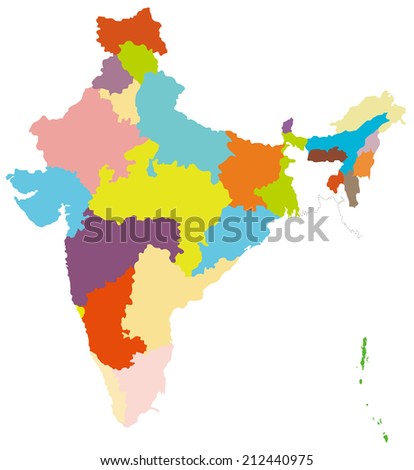 Map Republic India States Colored Bright Stock Vector 55174777 ...