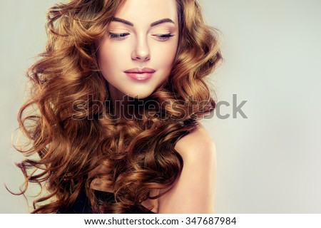 Beautiful Girl Long Wavy Hair Brunette Stock Photo 