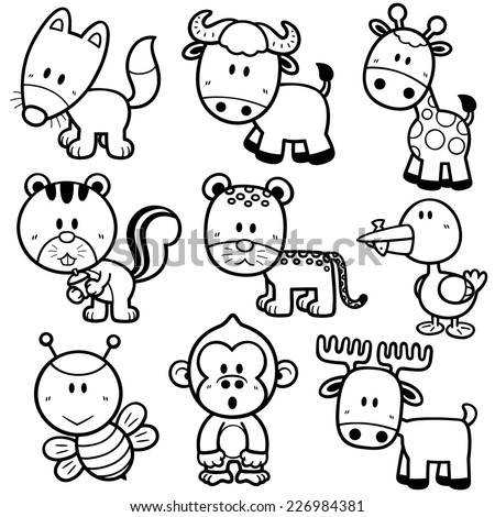 Cute Cartoon Jungle Safari Animals Hippo Stock Vector 291142490 ...