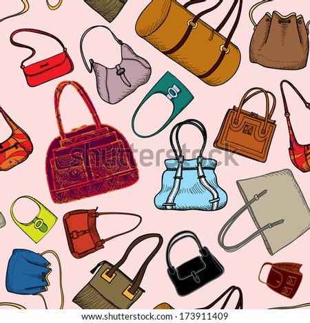 Fashion Woman Handbags Seamless Pattern Stock Vector 325459436 ...