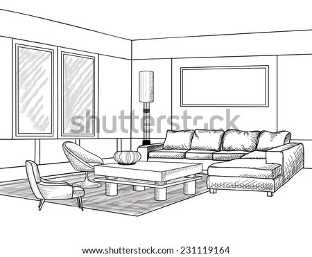 Blueprint Interior Design interior outline sketch furniture blueprint stock vector 231119164 Blueprint Interior Design interior outline sketch furniture blueprint stock vector 231119164