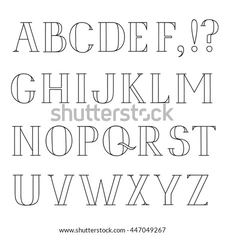 latin font handwriting Alphabet Font Decorative Vector Grunge Latin Stock Line