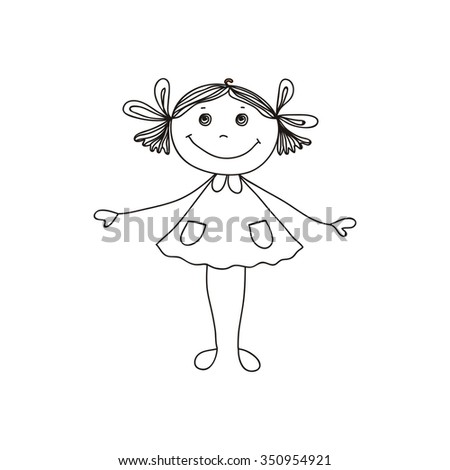 Illustration Cartoon Girl Black Color On Stock Vector 536761627 ...