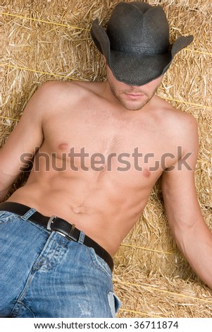 Sexy Shirtless Cowboy Stock Photo 35941546 Shutterstock