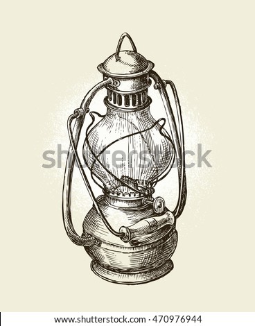 Handdrawn Vintage Sketch Oil Lamp Vector 스톡 벡터 470976944 - Shutterstock