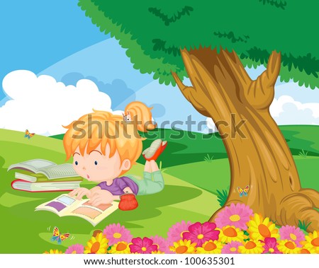 Young Children Reading Great Book Drawing Stock Vector 85738598 ...