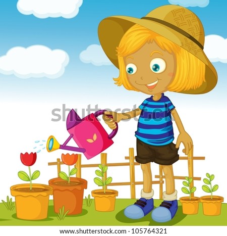 Illustration Kid Gardening Water Stock Vector 99724589 - Shutterstock