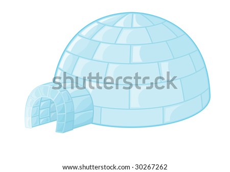 Cartoon Igloo Polar Winter Landscape Illustration Stock Vector