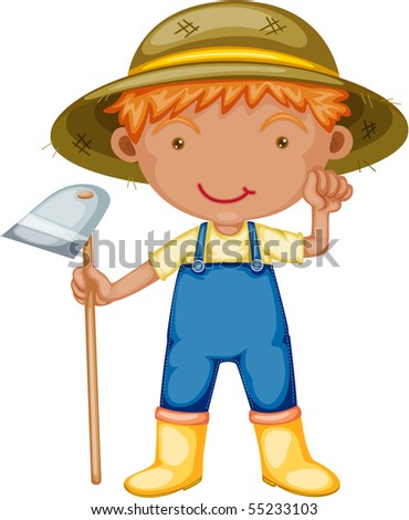 Cartoon Character Cute Farmer Stock Vector 136096247 - Shutterstock