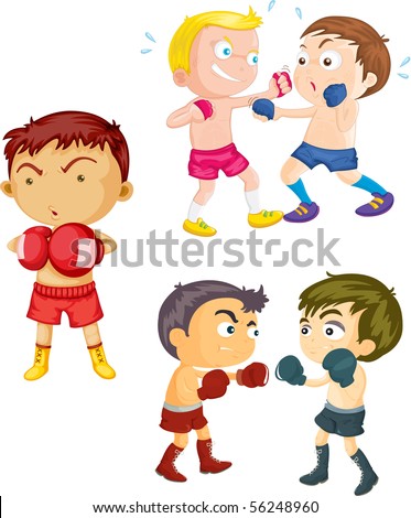 Vector Illustration Cute Thai Boxing Kids Stock Vector 323846549 ...