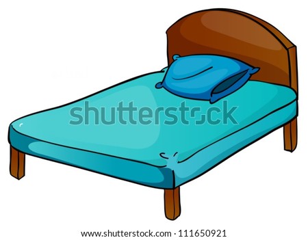 Wood Bed Green Blanket illustration Cartoon Wooden Stock Vector ...