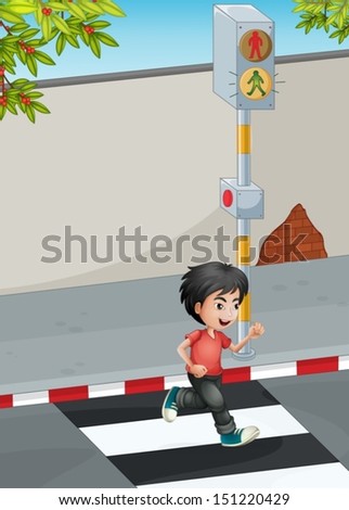 Illustration Boy Crossing Road Eps Vector Stock Illustration 102782891 ...