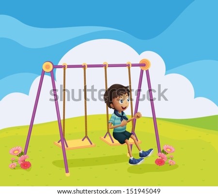 Children On Swing Park Vector Stock Vector 49592119 - Shutterstock