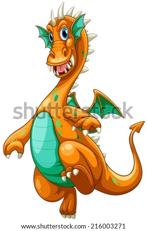 Orange Cartoon Dragon Vector Illustration Simple Stock Vector 109230806 ...