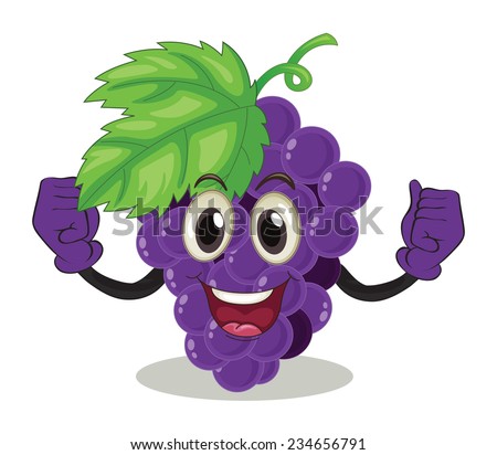 Smiling purple grapes on white background - stock vector