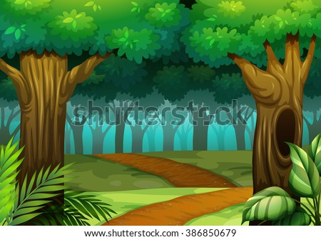 Path Through Cartoon Forest Stock Vector 101280001 - Shutterstock